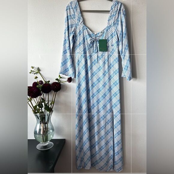 RIXO Giselle Light Blue and White Checkered Dress - Picture 3 of 13